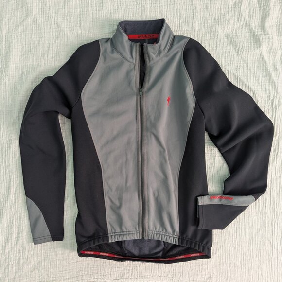 Specialized full-zip cycling Men's M jacket, gray and black with thumb holes - Picture 1 of 2